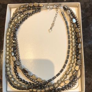 Silpada Hematite Hailstone 5 Layer Silver Necklace